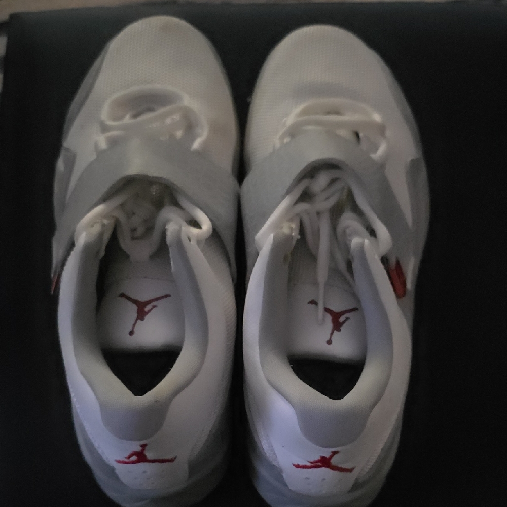 Jordan Sneakers White and Gray with Red Accents